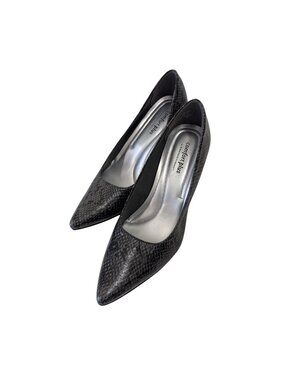 Comfort Plus By Predictions Womens Snake Print Black Pointed-Toe Pumps Size 7M